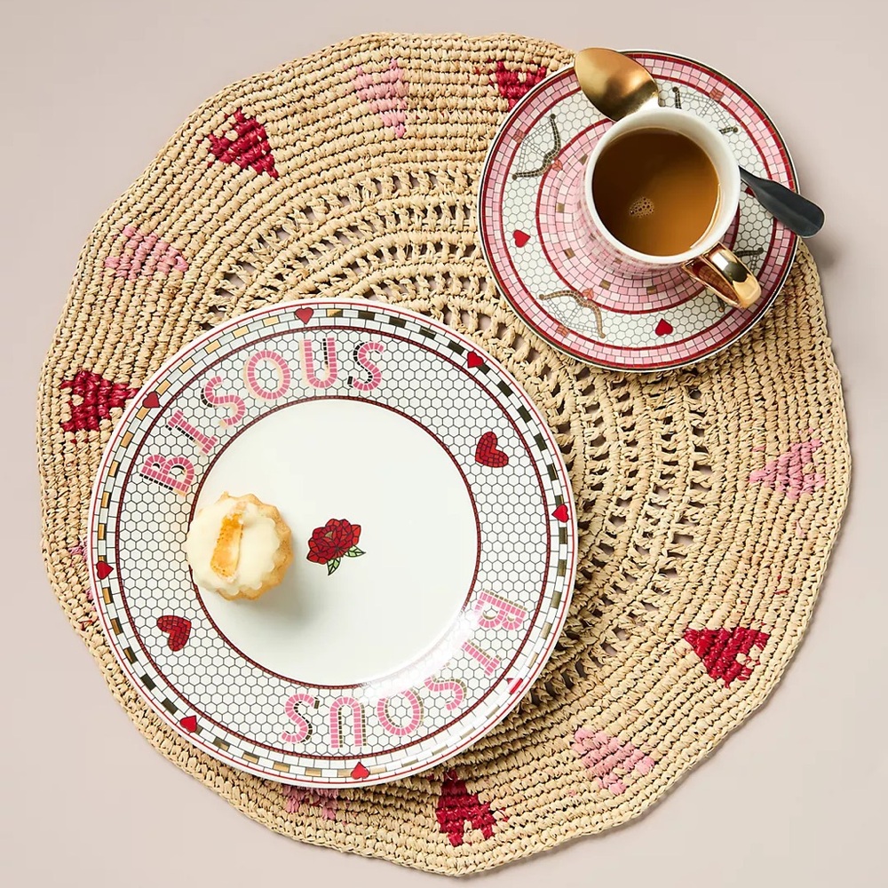 Anthropologie Handwoven Heart Placemat